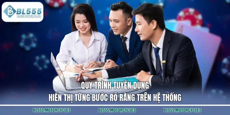 Quy trình tuyển dụng hiển thị từng bước rõ ràng trên hệ thống